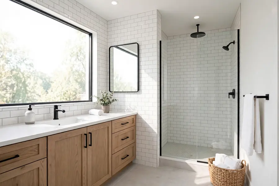 Remodeled bathroom with mid-range finishes and clean lines