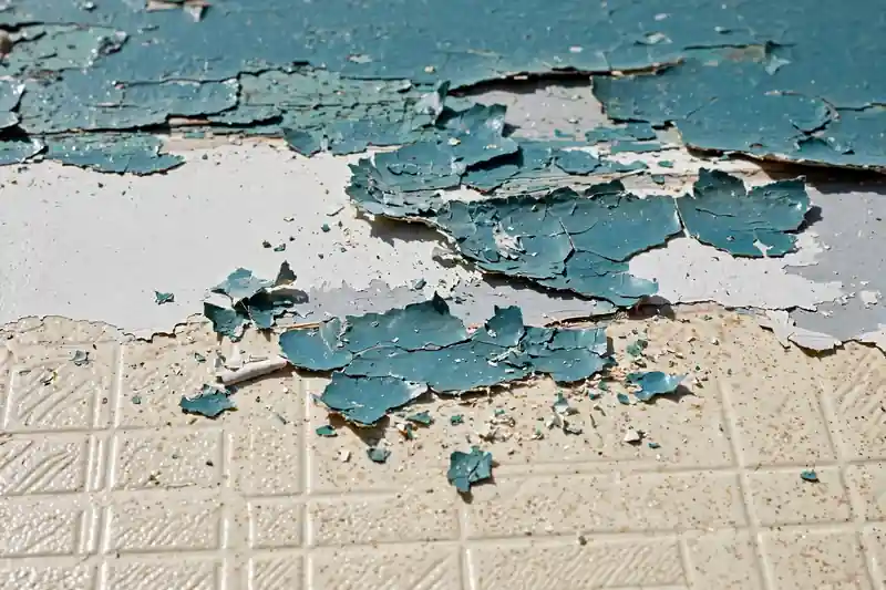 Close-up of a painted vinyl floor surface