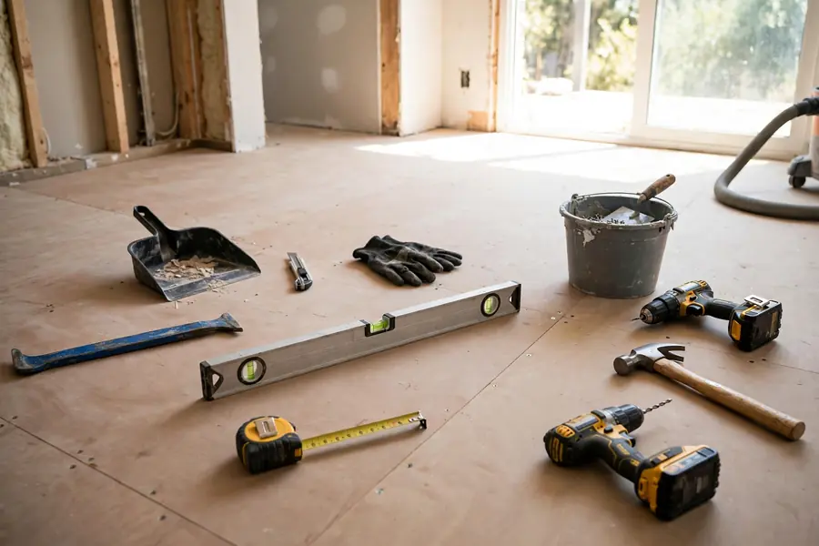 Subfloor preparation before vinyl plank installation