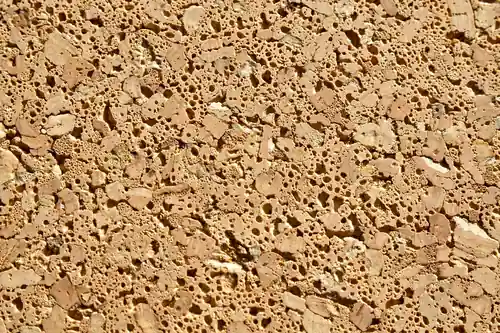 Close-up of cork flooring surface showing its natural cellular texture