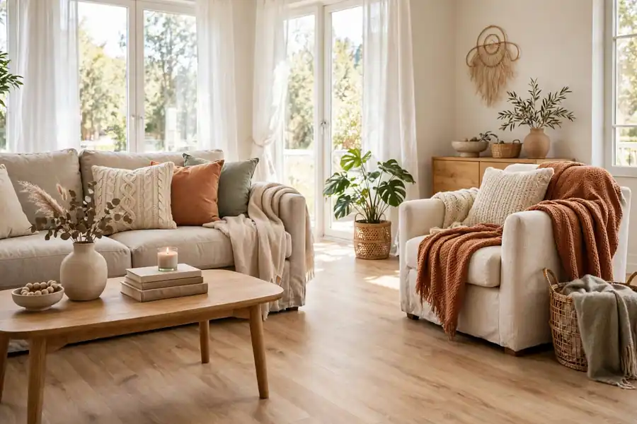 Bright living room with laminate flooring