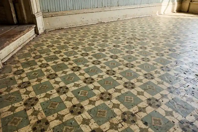 Vintage linoleum flooring in a historic home