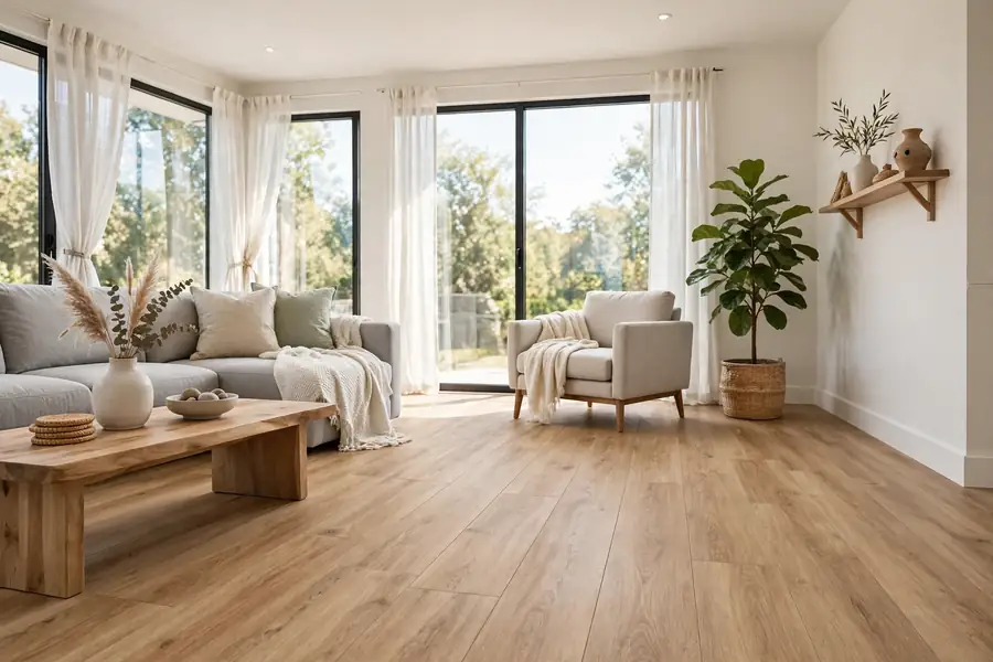 Bright room with luxury vinyl plank flooring in a wood look