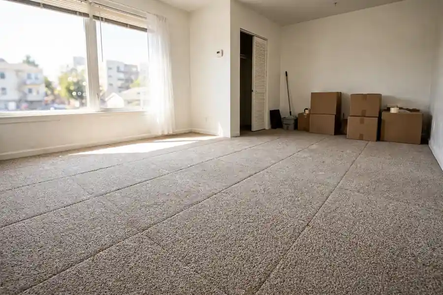 Carpet tiles in a rental room