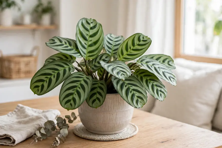 Fishbone prayer plant with zigzag-striped leaves