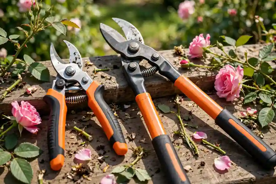 Bypass pruners and loppers for pruning roses