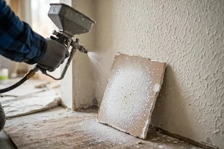 Texture spray tested on scrap drywall