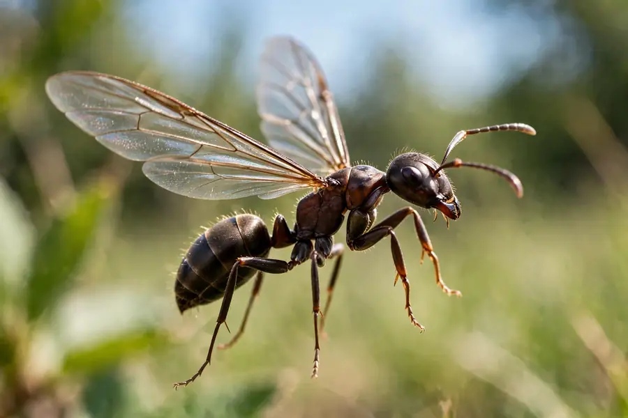 Flying ant with a pinched waist and long front wings