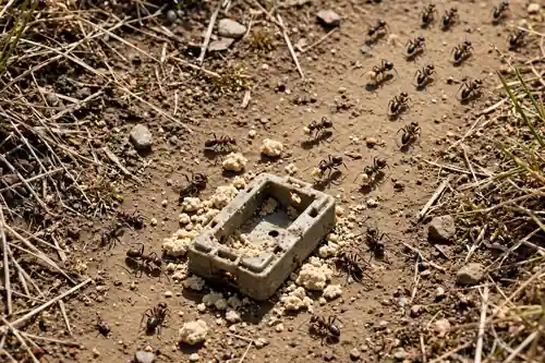 Ants on a trail a few days after baiting