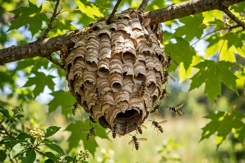 Yellow jacket nest in midsummer