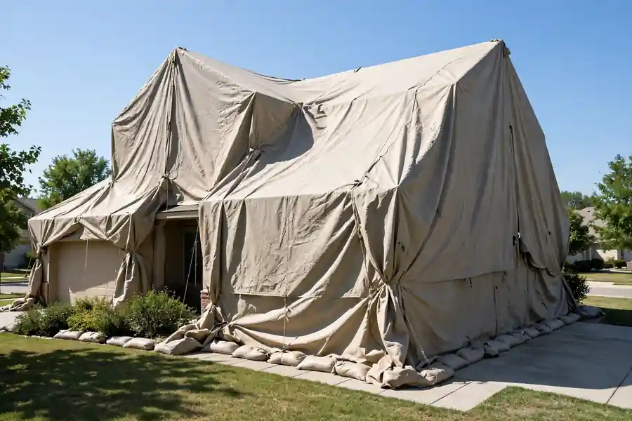 House tented for fumigation